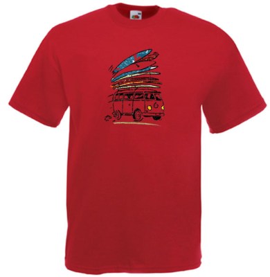 ΒΑΘΥ ΚΟΚΚΙΝΟ t-shirt FRUIT OF THE LOOM με στάμπα BUS